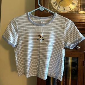 Hollister Size Small Blue Striped Cropped Tee